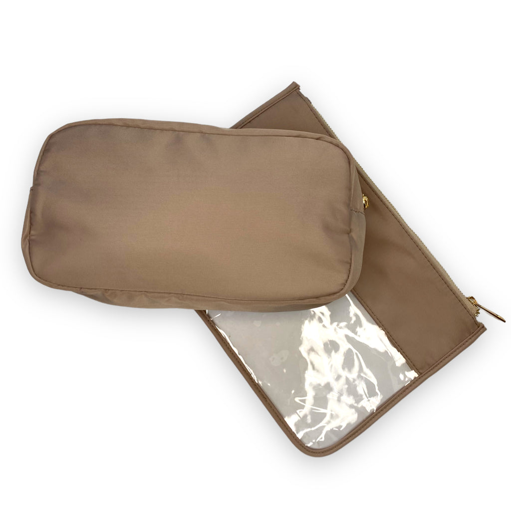 Personalised Makeup Bags/Travel Set - Beige-Pink Waters 