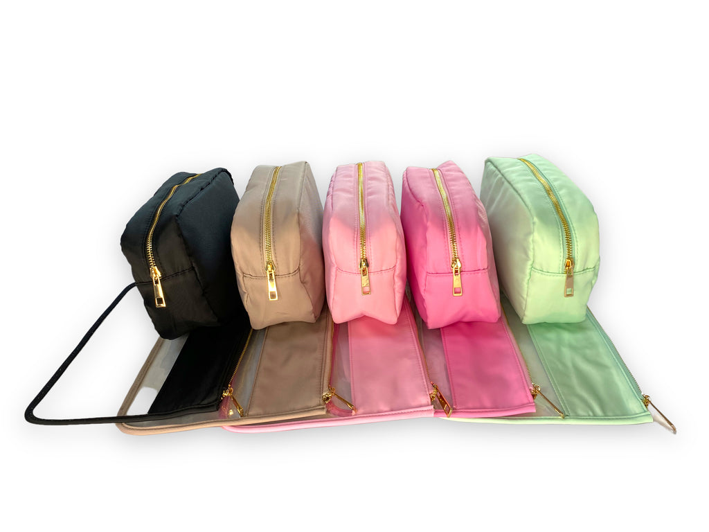 Personalised Makeup Bags/Travel Set - Beige-Pink Waters 