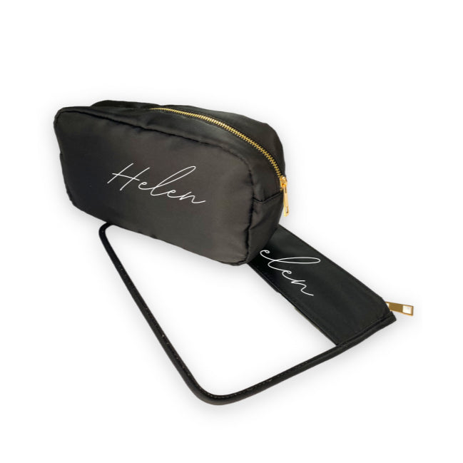 Personalised Makeup Bags/Travel Set - Black-Pink Waters 