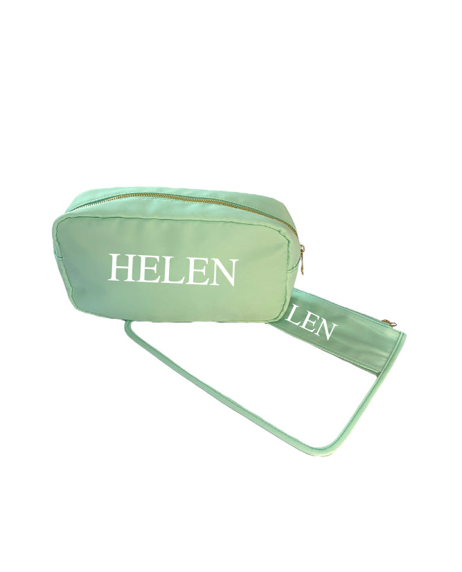 Personalised Makeup Bags/Travel Set - Mint-Pink Waters 