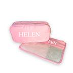 Personalised Makeup Bags/Travel Set - Pale Pink-Pink Waters 