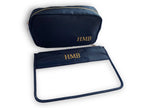 Personalised Makeup Bags/Travel Set - Black-Pink Waters 