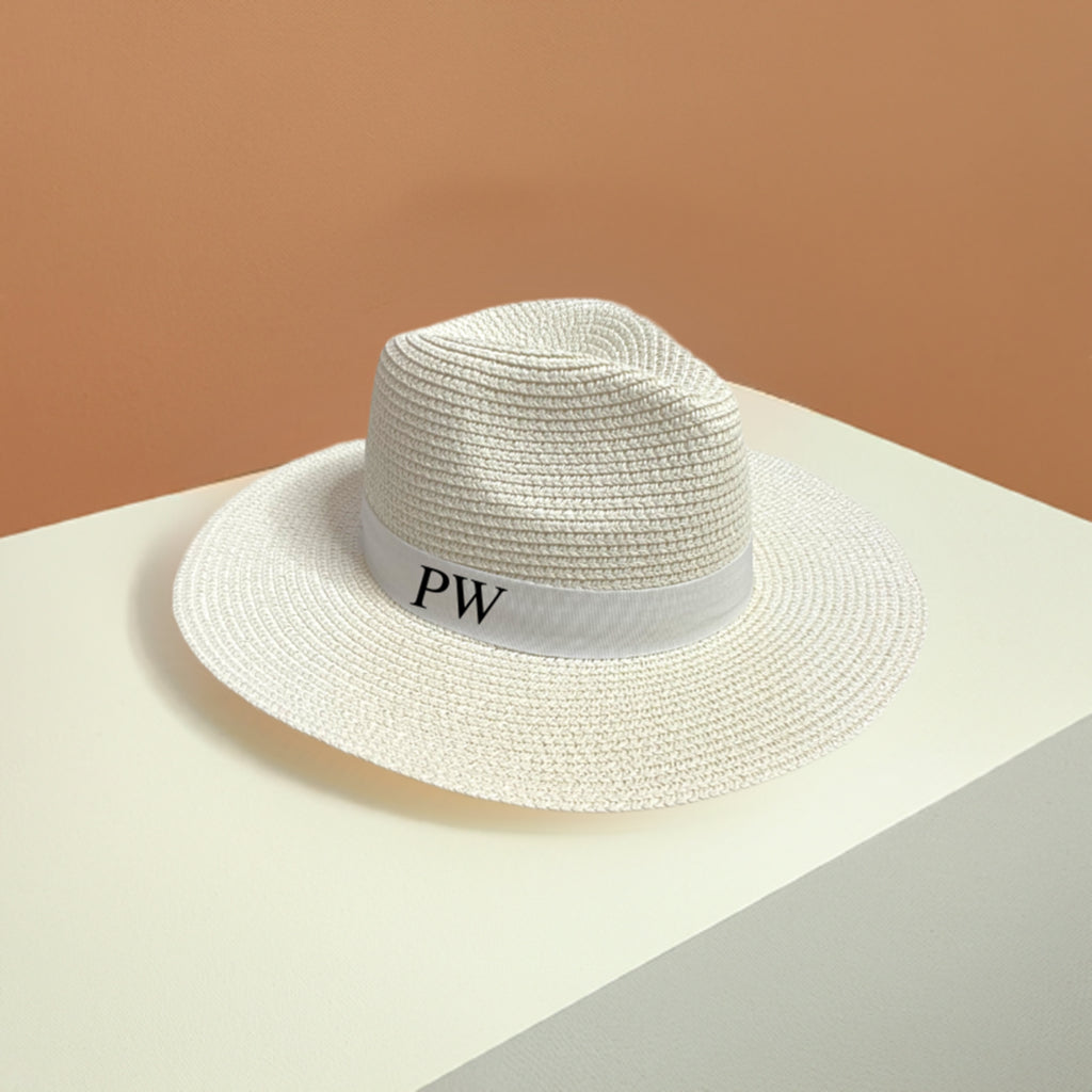 ANTIBES Personalised Fedora - WHITE-Pink Waters 