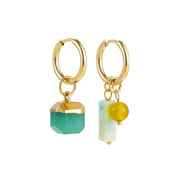 Birdie Mismatch Gold Tone Hoop Earrings
