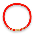 ‘Chora’ Heishi Bracelet with Gold Plated Beads - Red-Pink Waters 