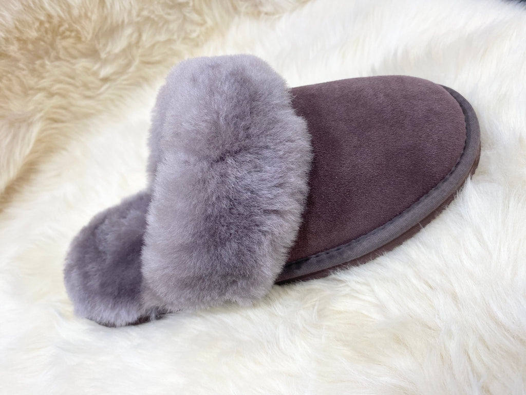 Sheepskin Mule Slippers - Truffle-Pink Waters 