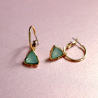 Holly Aqua Gem Charm Gold Hoop Earrings