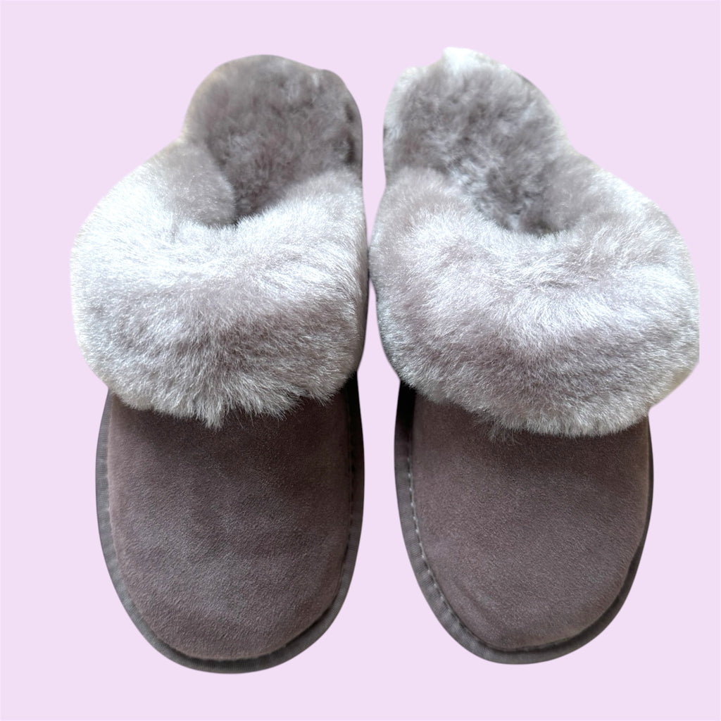 Sheepskin Mule Slippers - Truffle-Pink Waters 