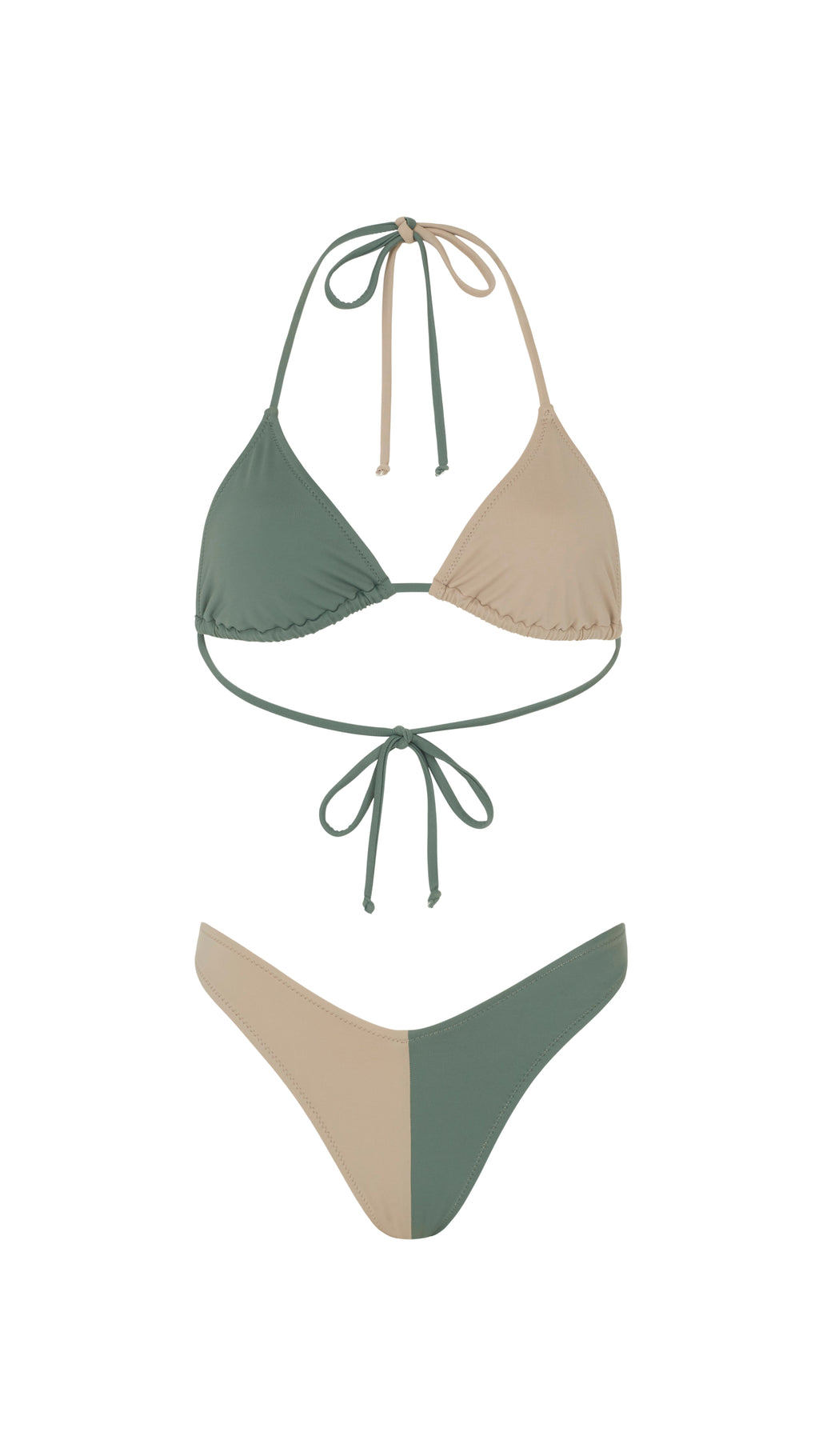 Khaki Colour Duo Bikini Top-Pink Waters 