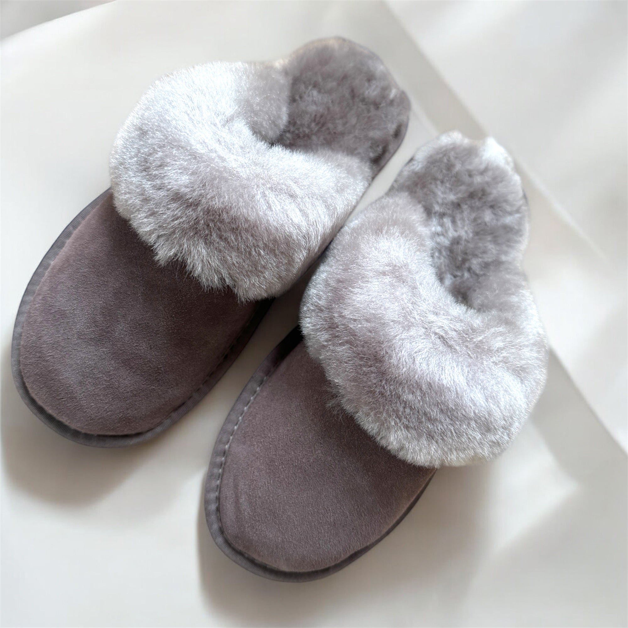 Sheepskin Mule Slippers - Truffle-Pink Waters 