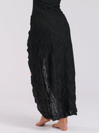 Black Textured Mid Beach Sarong With Hardware-Pink Waters 