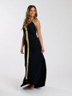 V Neck Maxi Dress With Sequin Trim-Pink Waters 