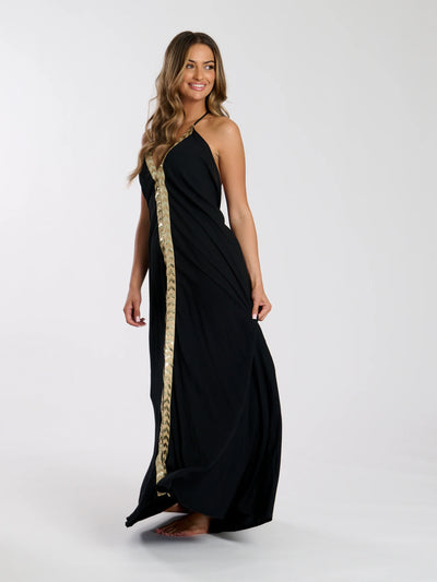V Neck Maxi Dress With Sequin Trim
