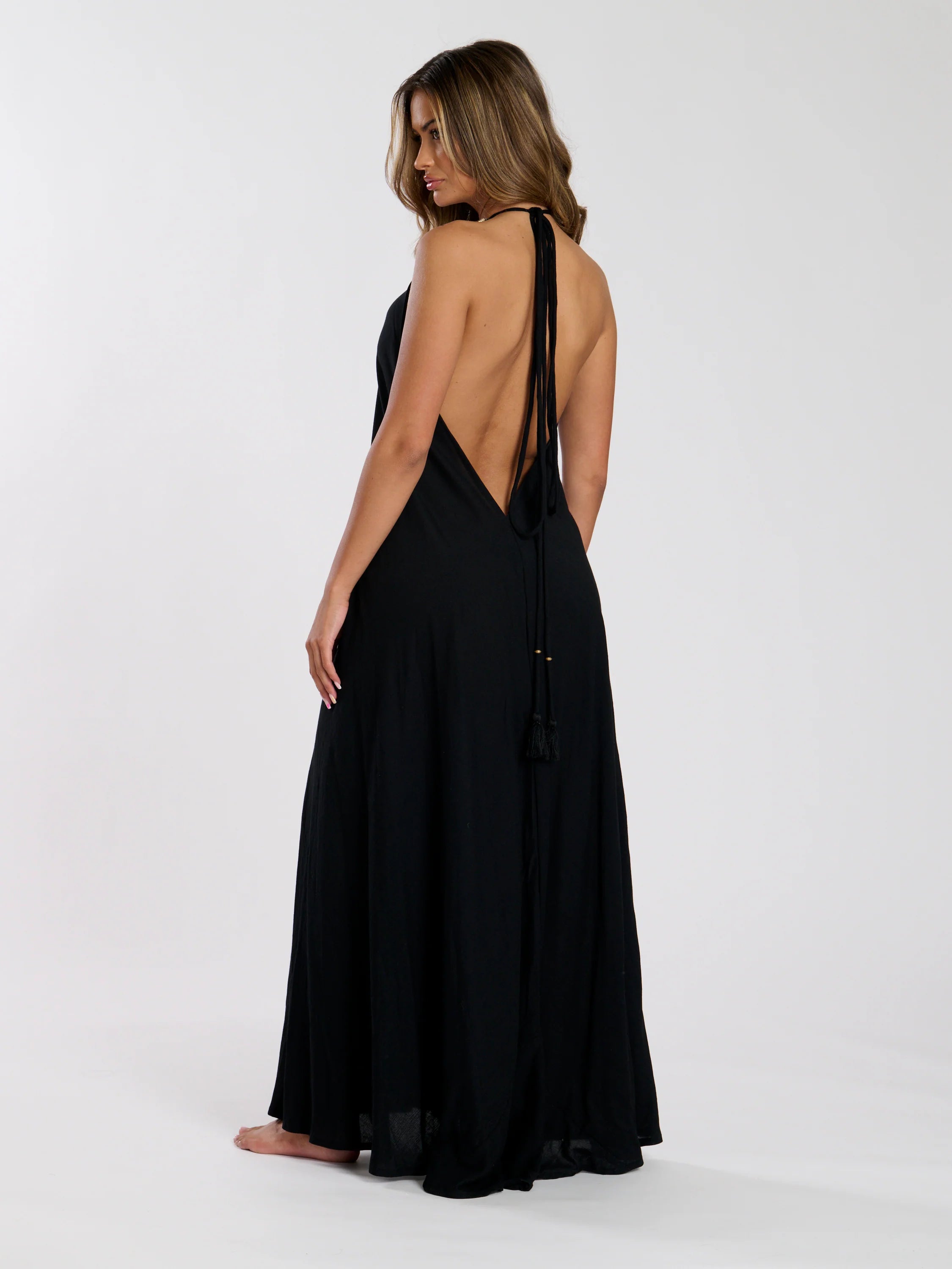 V Neck Maxi Dress With Sequin Trim-Pink Waters 
