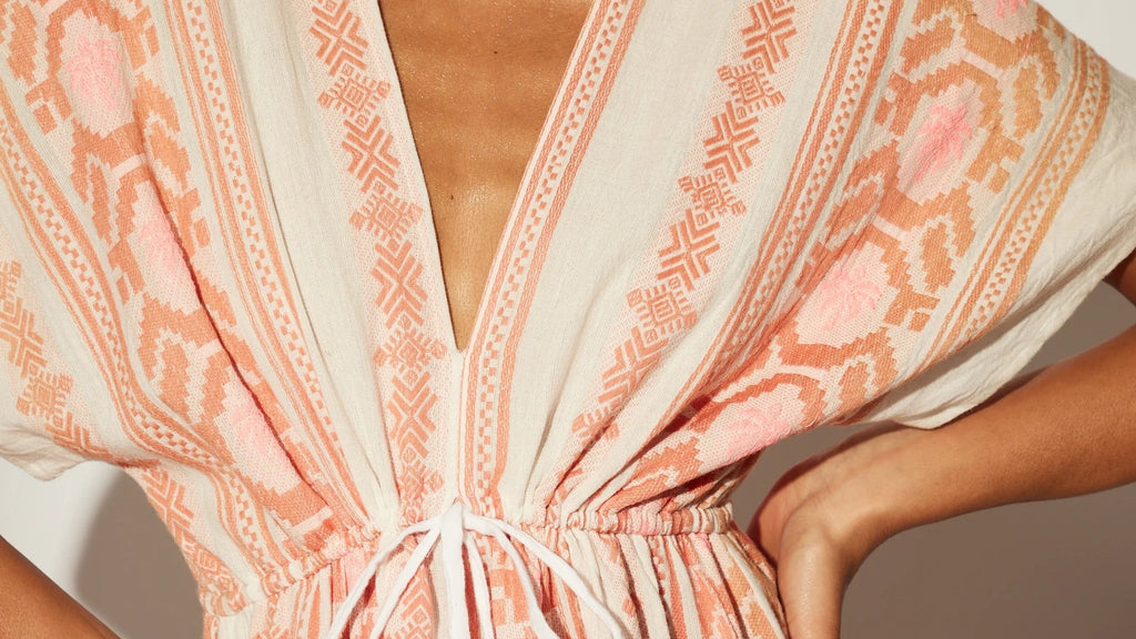 Pink Boho Jaquard Dress-Pink Waters 