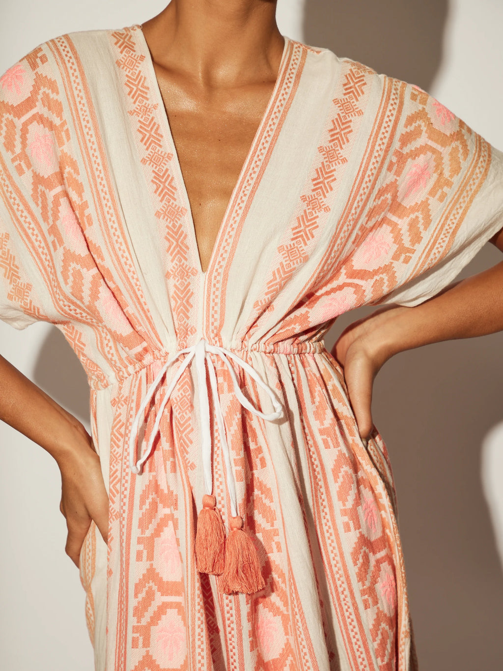 Pink Boho Jaquard Dress-Pink Waters 