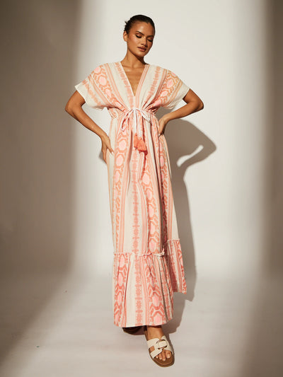 Pink Boho Jaquard Dress