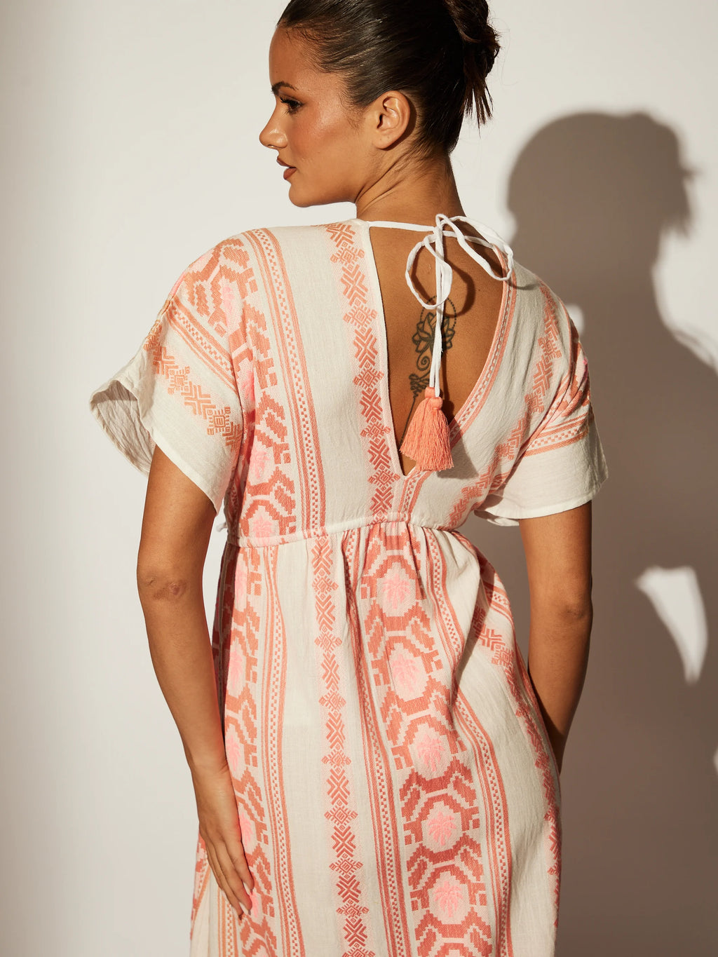 Pink Boho Jaquard Dress-Pink Waters 