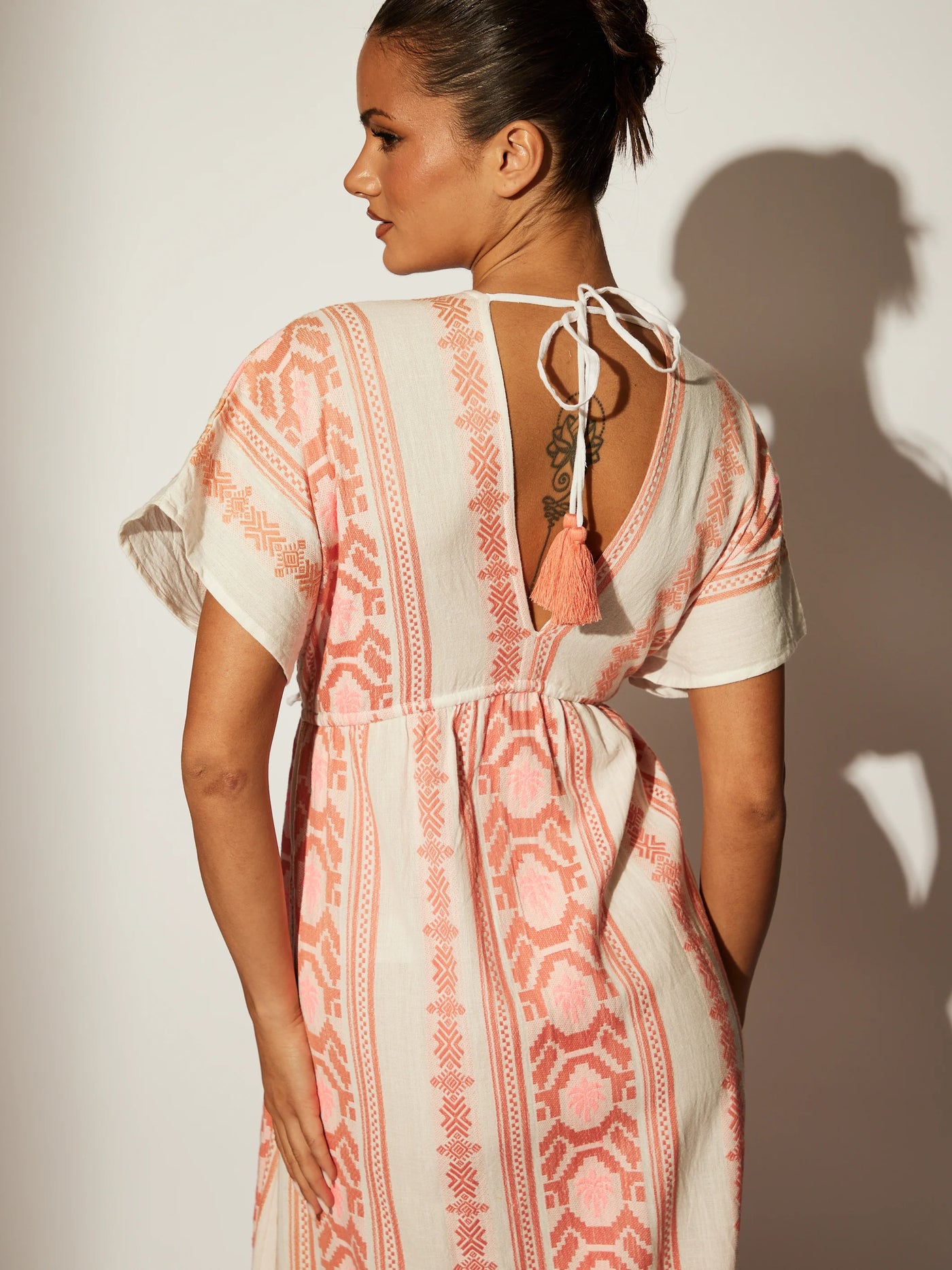 Pink Boho Jaquard Dress
