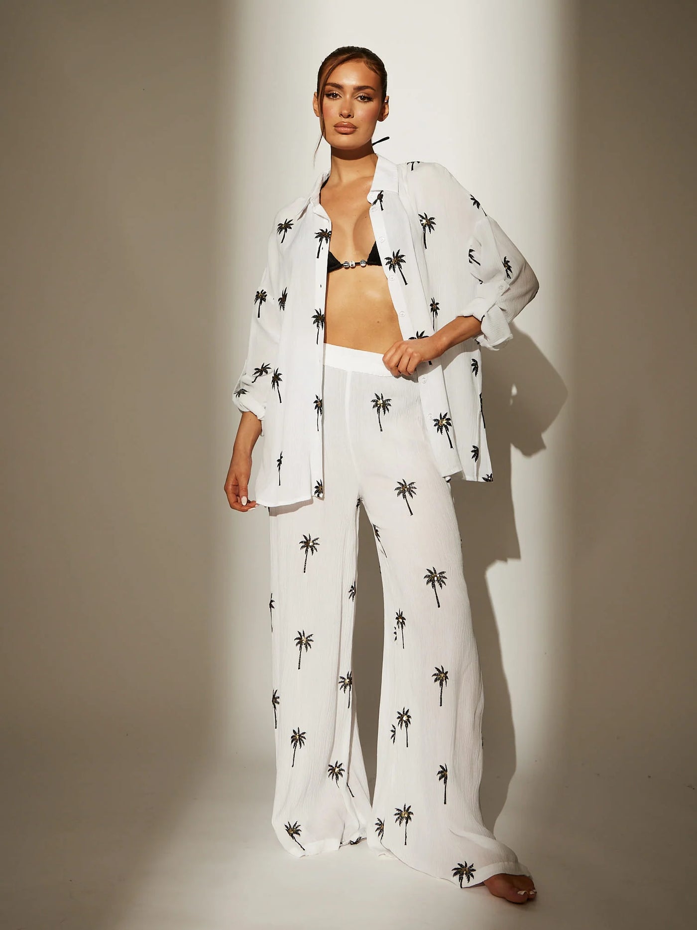 White Palm Tree Beach Pant