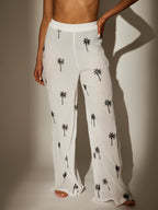White Palm Tree Beach Pant-Pink Waters 