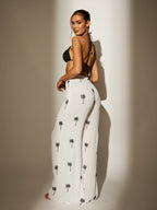 White Palm Tree Beach Pant-Pink Waters 