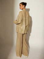 Khaki Metallic Cover Up Shirt-Pink Waters 