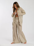 Khaki Metallic Wide Leg Trouser-Pink Waters 