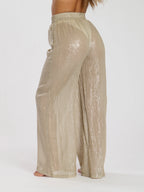 Khaki Metallic Wide Leg Trouser-Pink Waters 