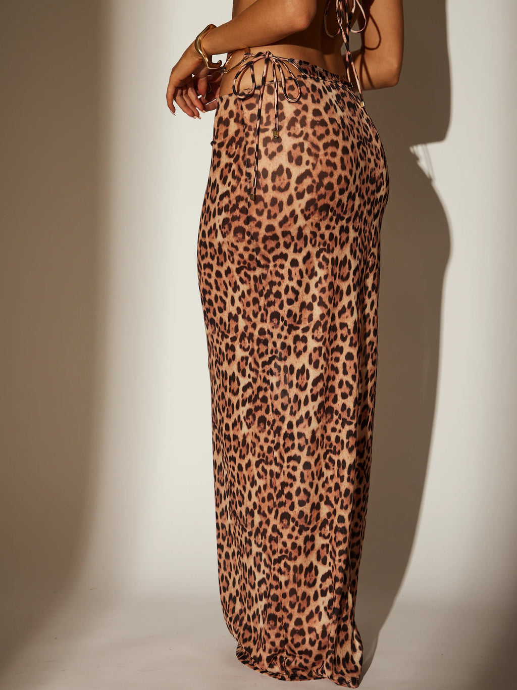 Leopard Print Mesh Beach Skirt-Pink Waters 