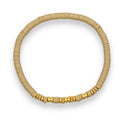 ‘Chora’ Heishi Bracelet with Gold Plated Beads -Beige-Pink Waters 