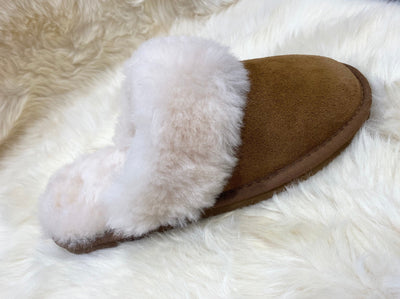 Personalised  Sheepskin Mule Slippers - Chestnut