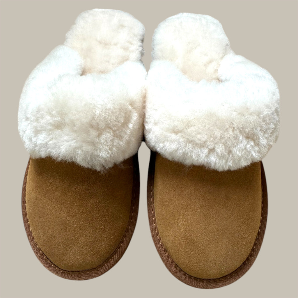 Sheepskin Mule Slippers - Chestnut-Pink Waters 