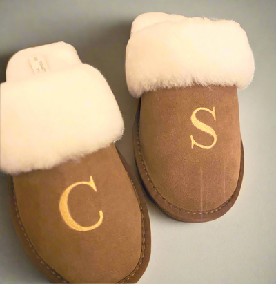 Personalised  Sheepskin Mule Slippers - Chestnut