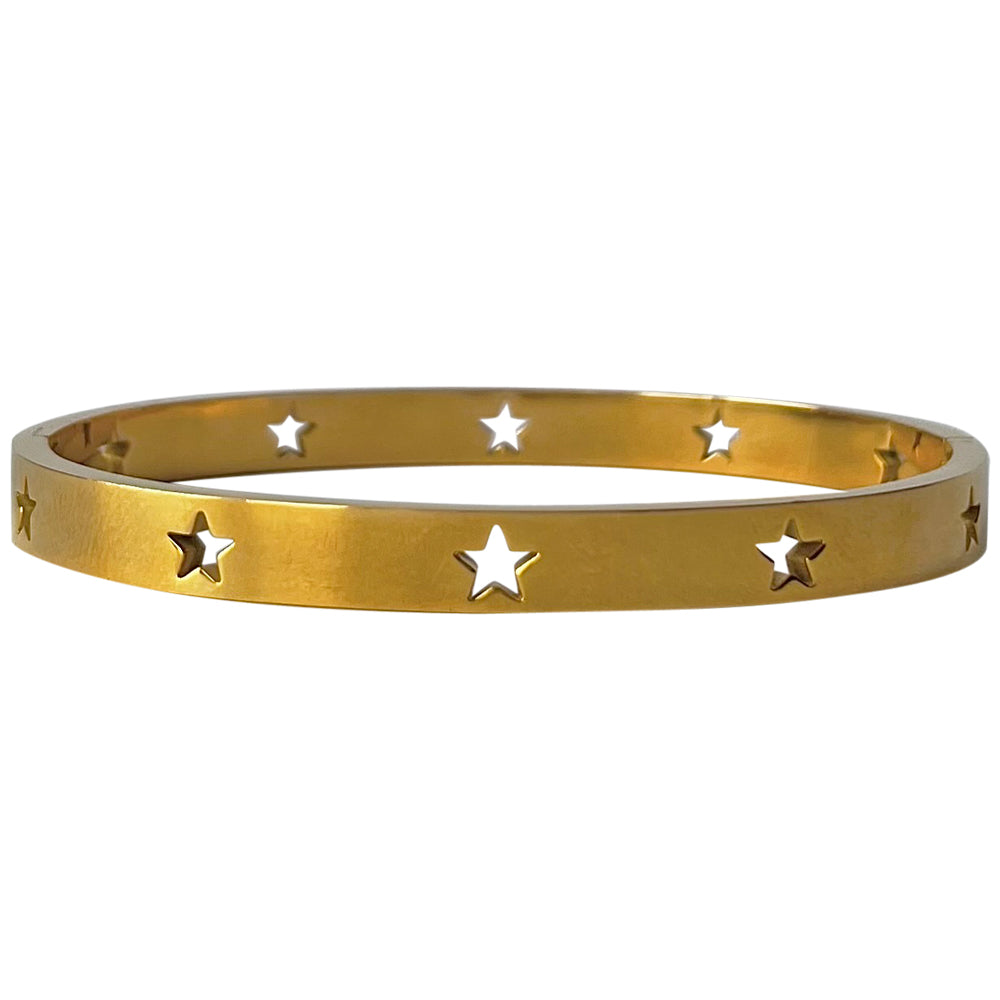 Gold Bangle - Cut out Star Detail