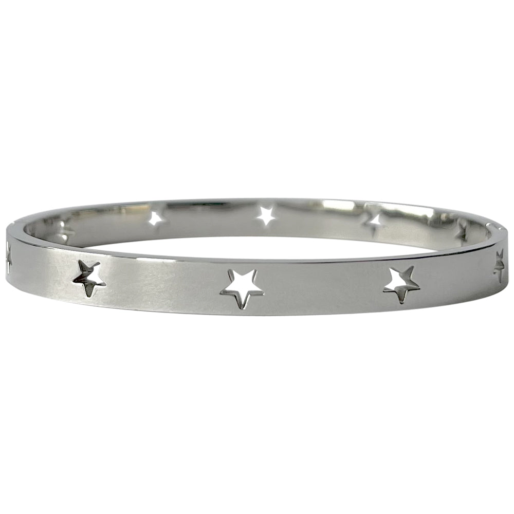 Silver Bangle - Cut out Star Detail