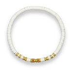 ‘Chora’ Heishi Bracelet with Gold Plated Beads - White-Pink Waters 