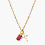 Cross Birthstone Necklace