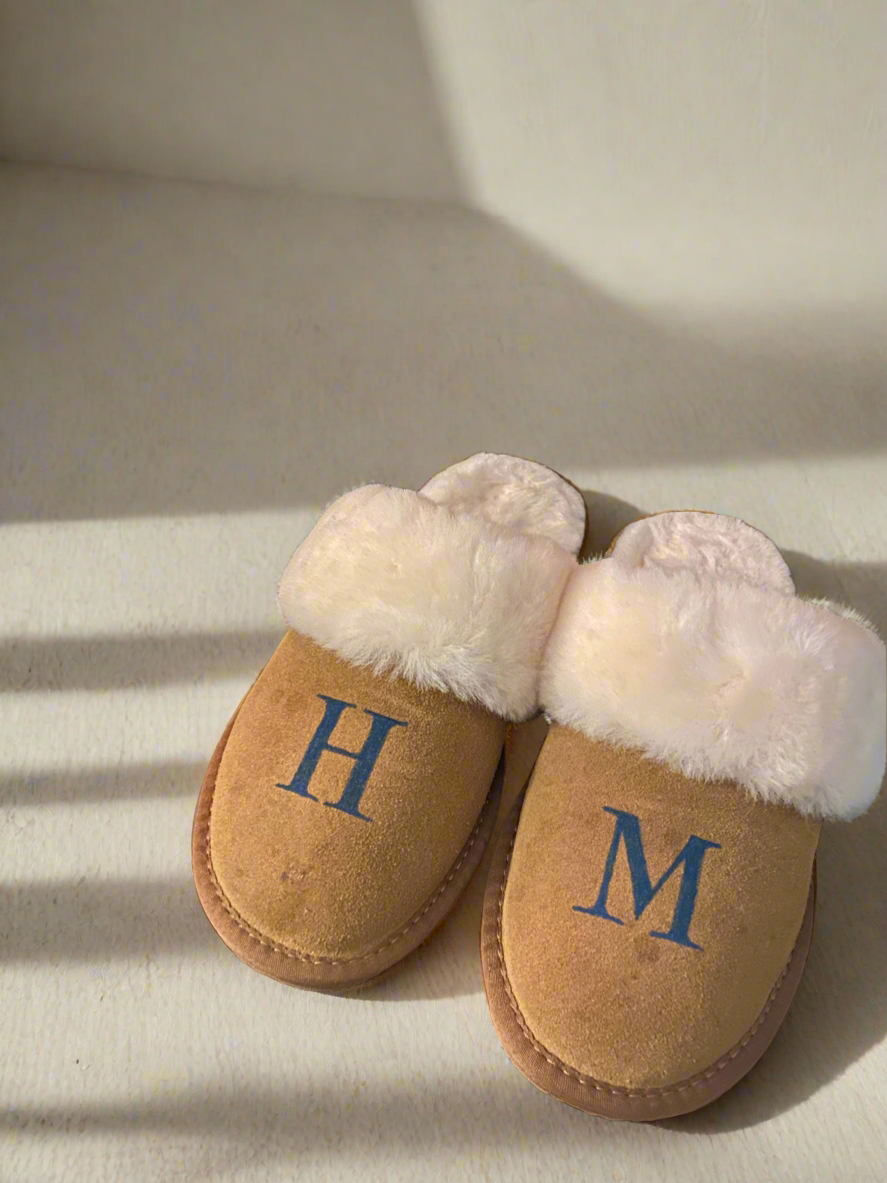 Personalised  Sheepskin Mule Slippers - Chestnut