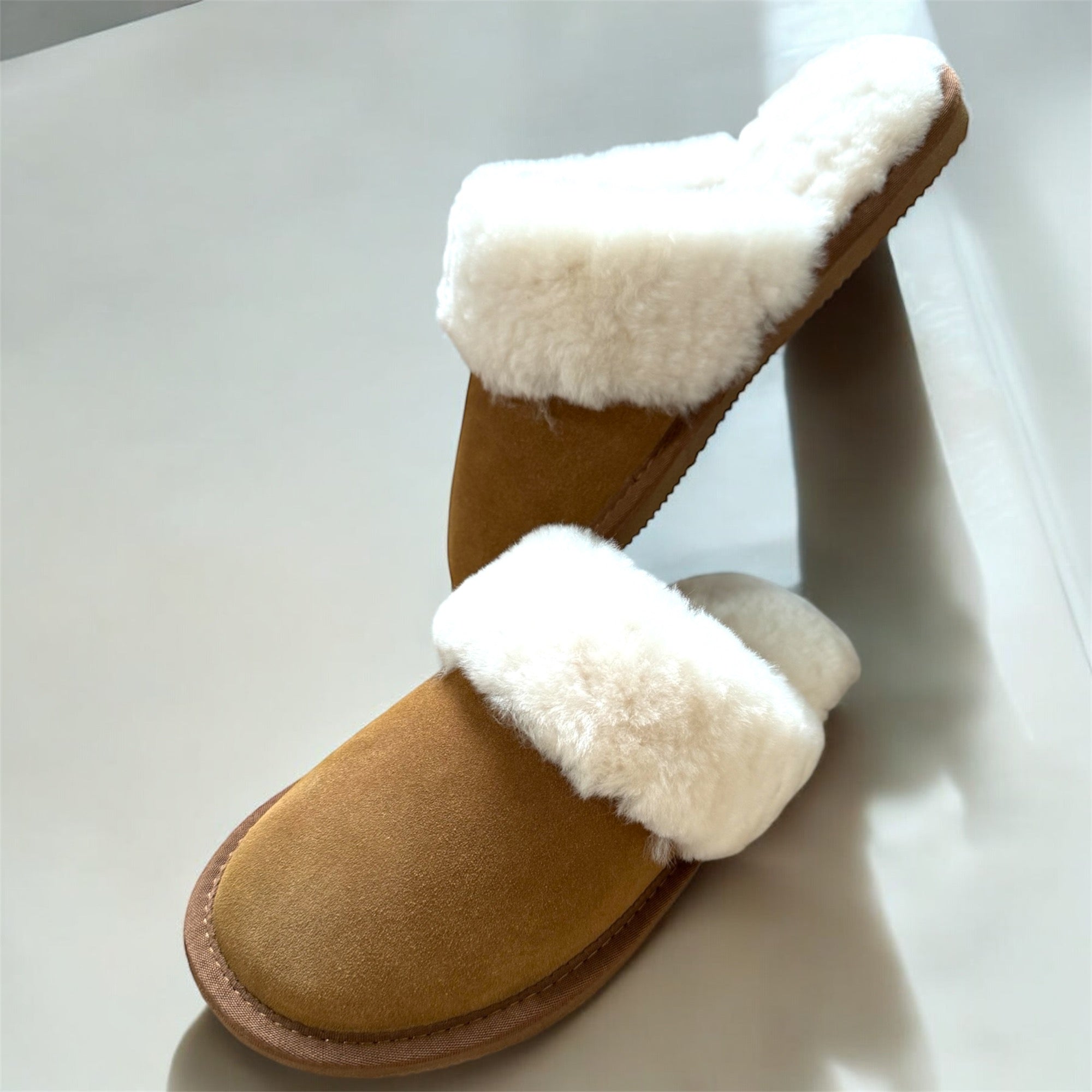 Sheepskin Mule Slippers - Chestnut-Pink Waters 