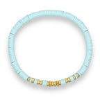 ‘Chora’ Heishi Bracelet with Gold Plated Beads - Pale Blue-Pink Waters 