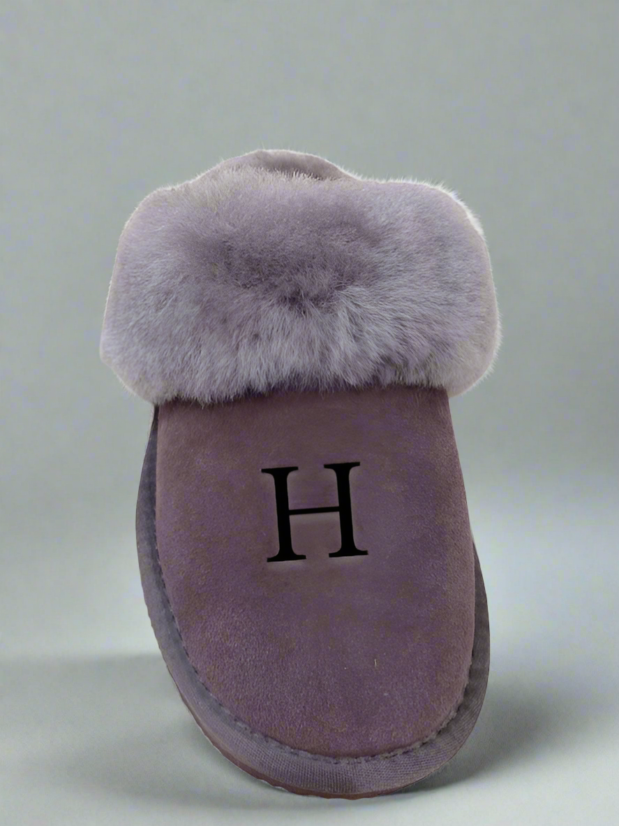 Personalised  Sheepskin Mule Slippers - Truffle