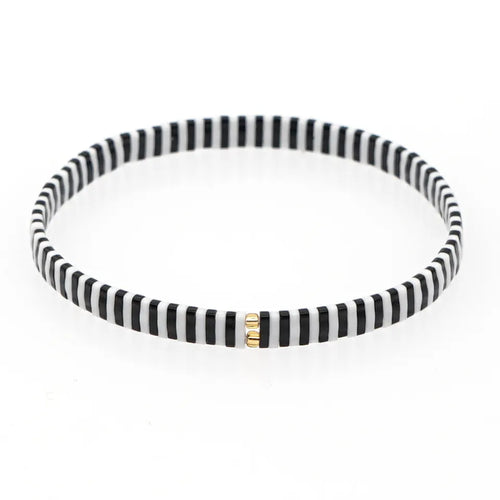 Black/White  - Tila Beaded Bracelet-Pink Waters 