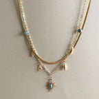 Cleopatra 18k Gold Plated Double Layered Charm Necklace
