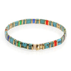 Multi/Gold Tila Bead Bracelet-Pink Waters 