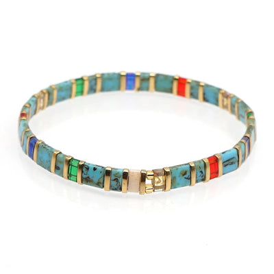 Multi/Gold Tila Bead Bracelet