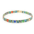 Multi/Gold Tila Bead Bracelet-Pink Waters 