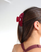 Burgundy Claw Clip-Pink Waters 