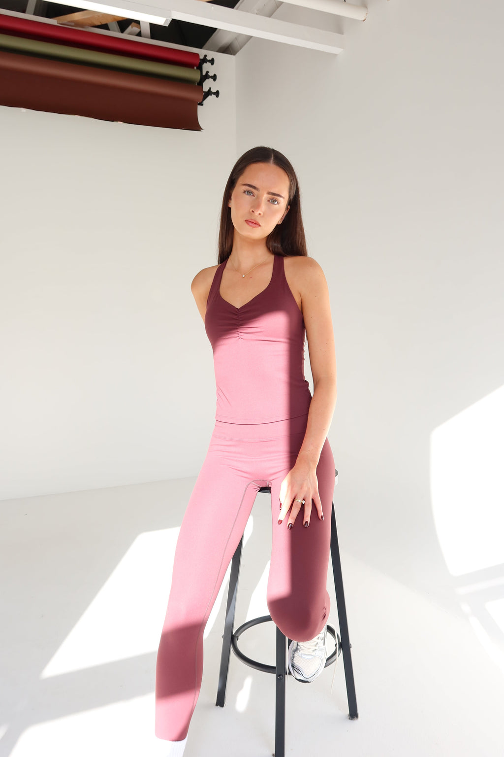 Burgundy Sculpt Leggings-Pink Waters 