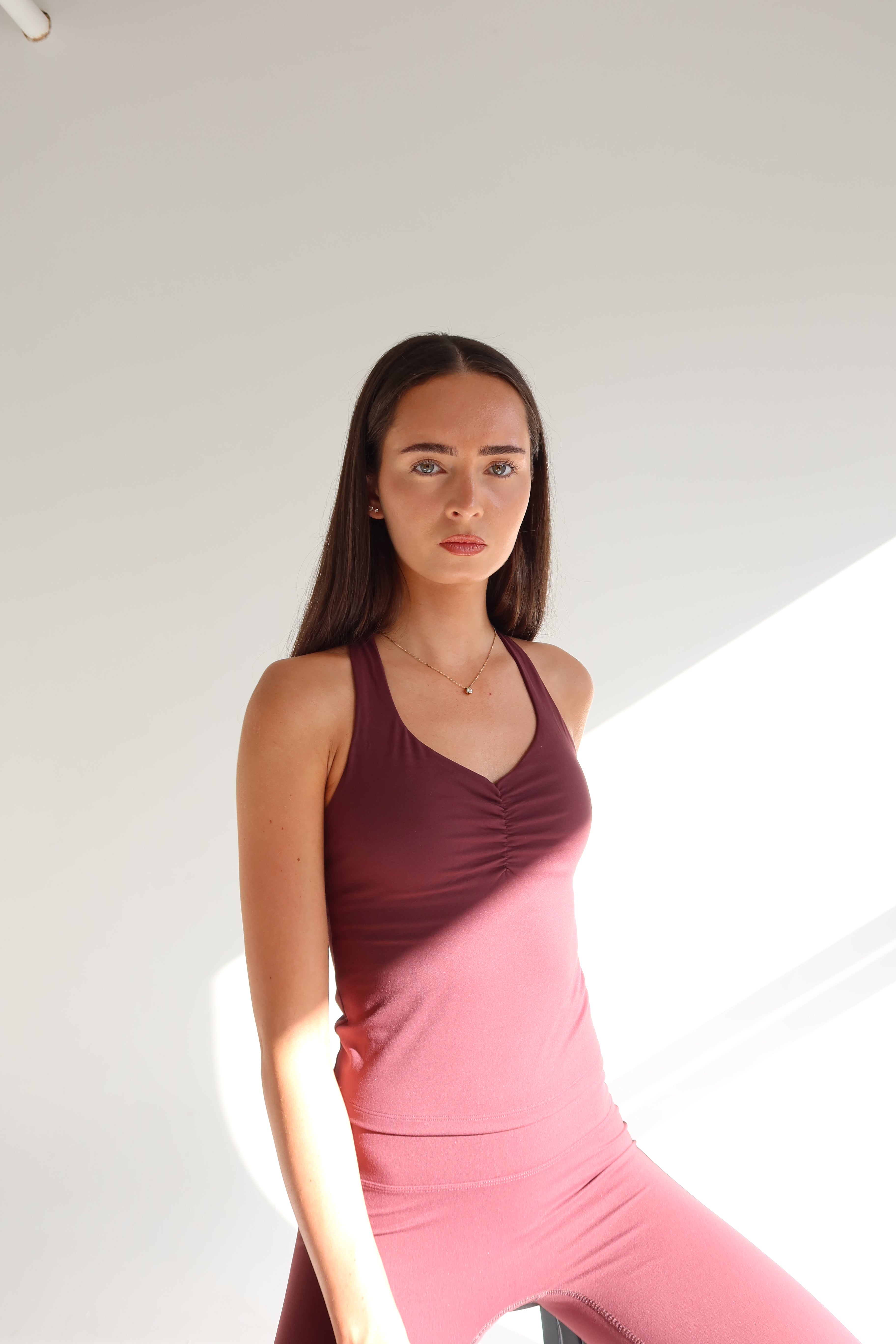 Burgundy Sculpt Scrunch Top-Pink Waters 